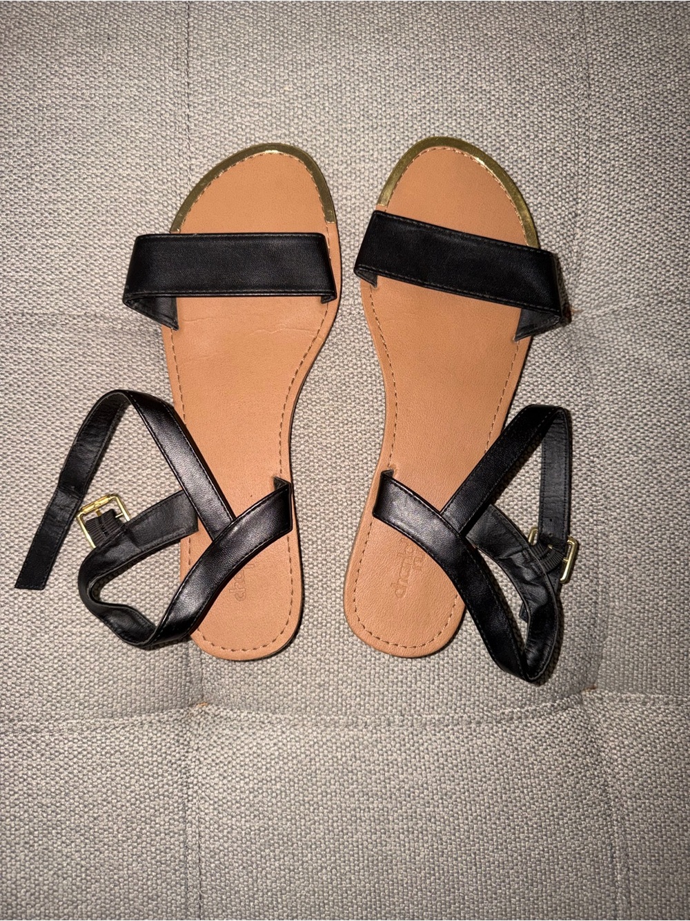 Charlotte Russe Black Strappy Flat Sandals